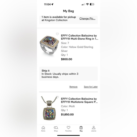 Balissima by EFFY Multi-Stone Ring & Necklace Square Pendant Set - Picture 2 of 12